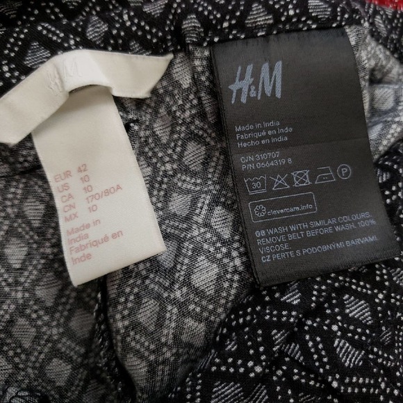 H&M Black and White Printed Pants Sz 10 - Picture 5 of 6